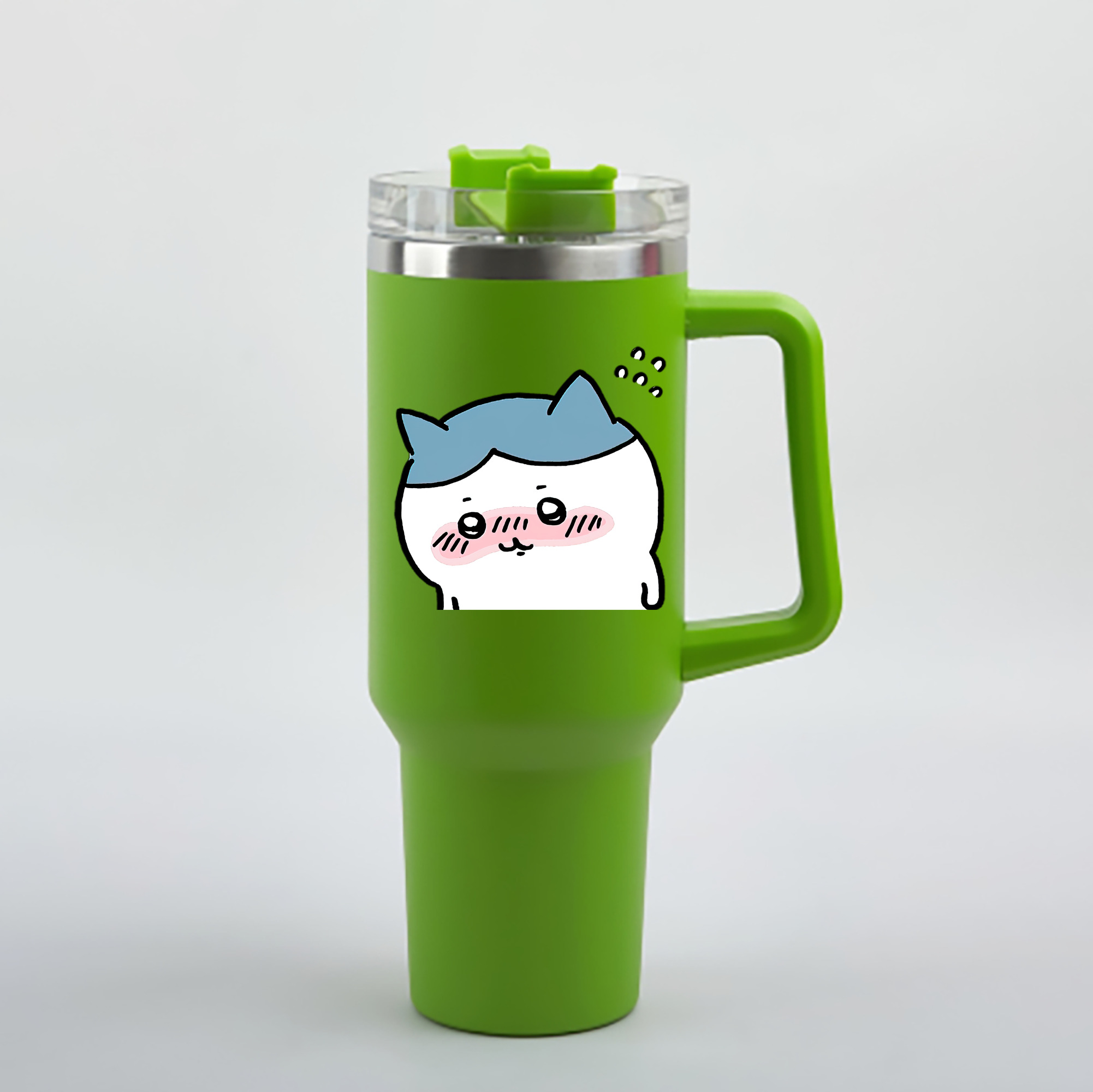 （画像用） ちいかわ ハチワレ Chii-kawa hachiware 1200mL車用タンブラー - クリスタルステッカー（プラスチックストロー付き）